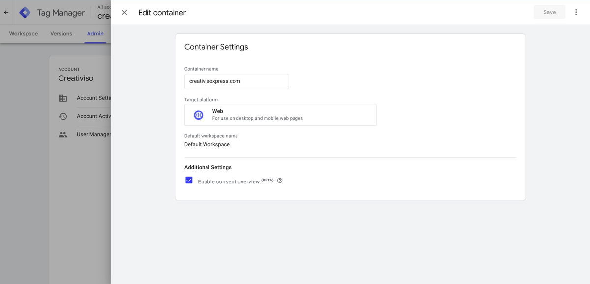 Container Settings